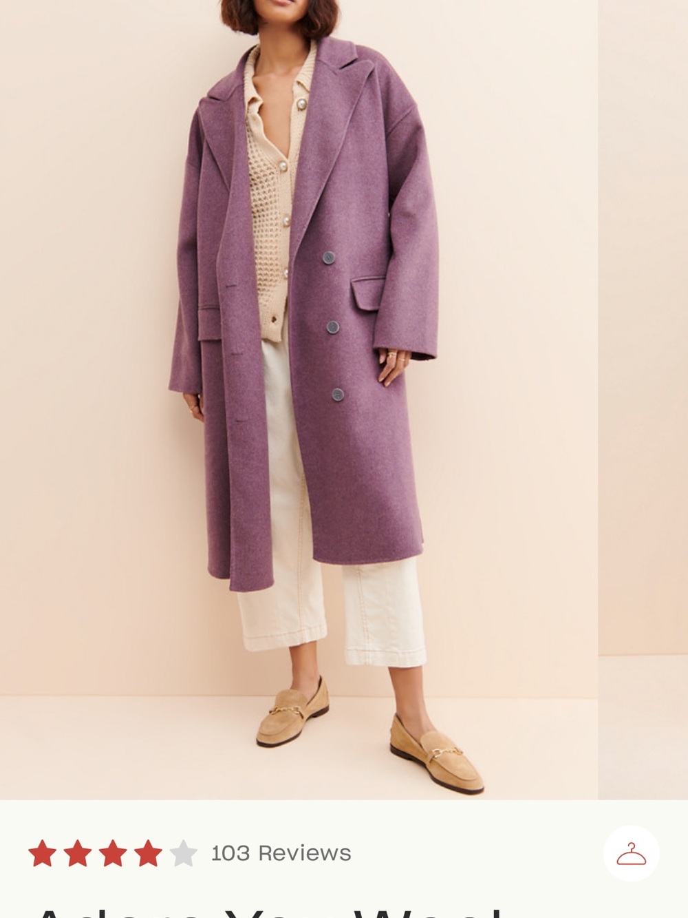 Free People Lavender Wool Double-Breasted Pea Coat